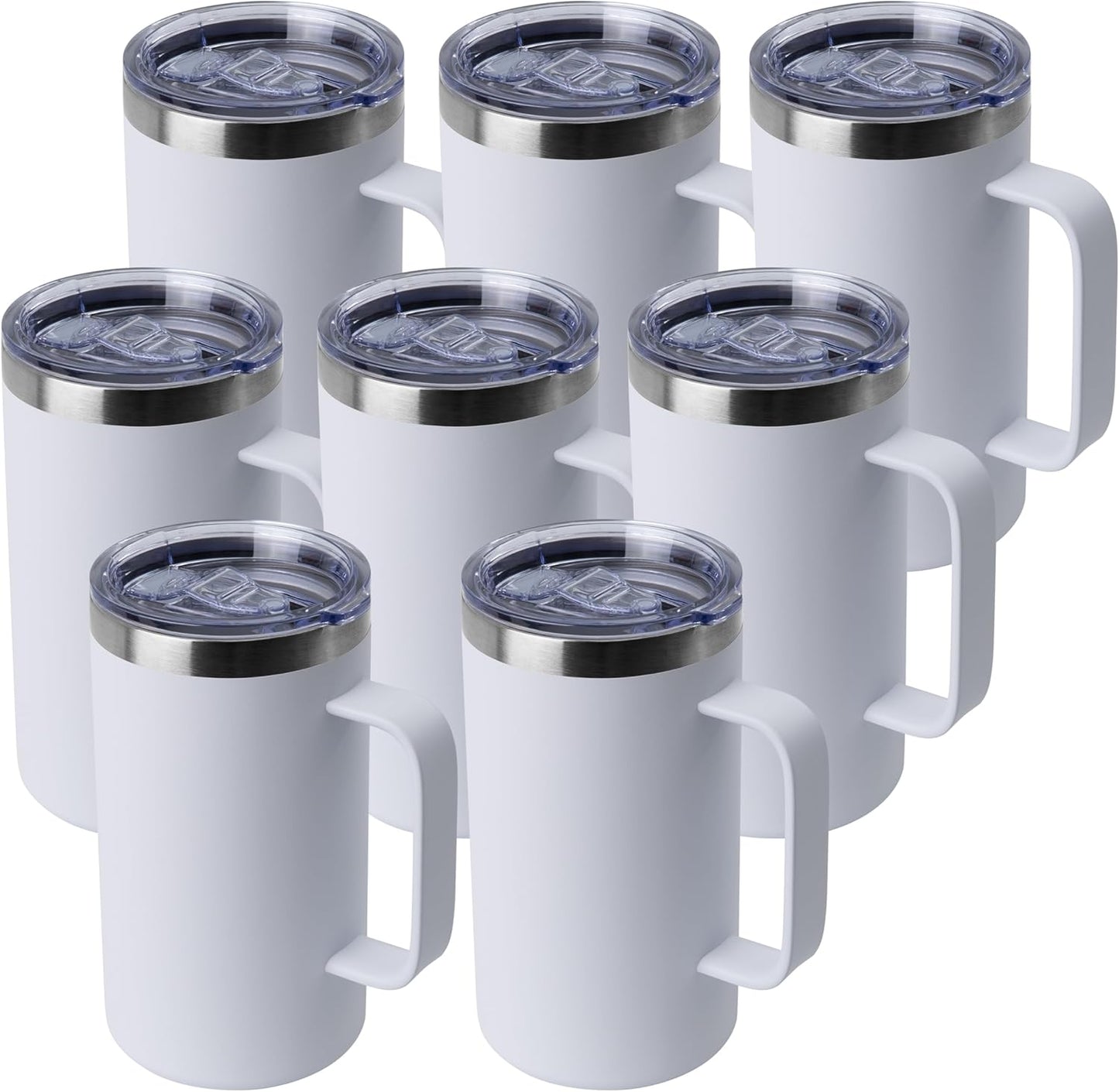DOMICARE 24oz Mug with Handle and Lid, Stainless Steel Coffee Mug, Reusable Insulated Cup, Travel Mug with Handle, Double Wall Vacuum Coffee Tumbler for Men and Women, Black, Pack 1