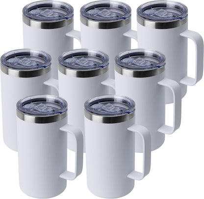 DOMICARE 24oz Mug with Handle and Lid, Stainless Steel Coffee Mug, Reusable Insulated Cup, Travel Mug with Handle, Double Wall Vacuum Coffee Tumbler for Men and Women, Black, Pack 1