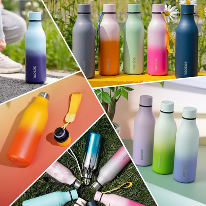 BJPKPK Insulated Water Bottles, 18 oz Stainless Steel Metal Water Bottle with Strap, BPA Free Leak Proof Jugs, Mugs, Flasks, Reusable Thermal Flasks for Sports & Travel, Black - Colors B