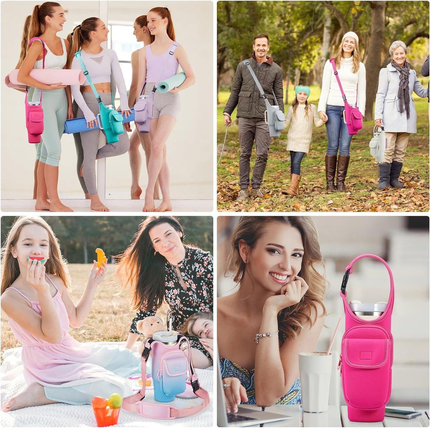 Bufilea Carrier Bag with Phone Holder Pockets for Stanley 40/30oz Tumbler with Handle, Insulated Neoprene Crossbody Bag Cup Holder w/Shoulder & Handheld Straps Fits Stanley Cup Accessories