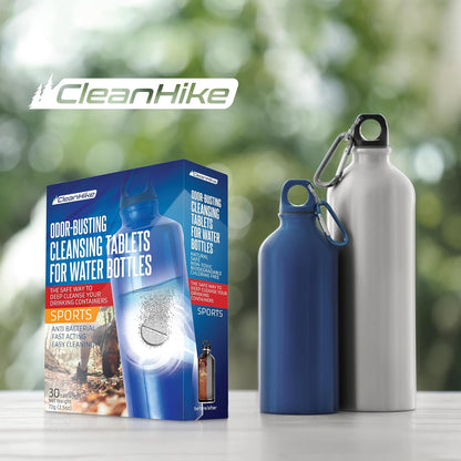 CleanHike Tumbler Water Bottle Cleaning Tablets - (90 Tablets) All Natural Ingredient, Great for All Stainless, Plastics, Ceramic and Glass Drinking Containers, Individually Packed (3)