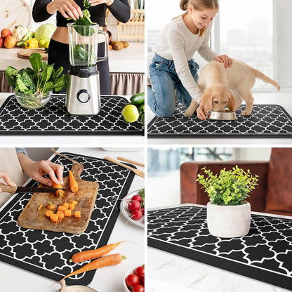 WISELIFE Dish Drying Mat Super Absorbent Drying Mat Large Dish Drying Mats for Kitchen Counter Easy Clean Dish Mat Kitchen Drying Mat15"x 18" Stylish Grey