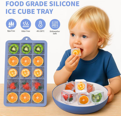 Silicone Ice Cube Tray 3 Pack, HANCELANT Ice Cube Mold, Ice Trays for Freezer with Lid for Whiskey, Baby Food, BPA Free, Easy Release