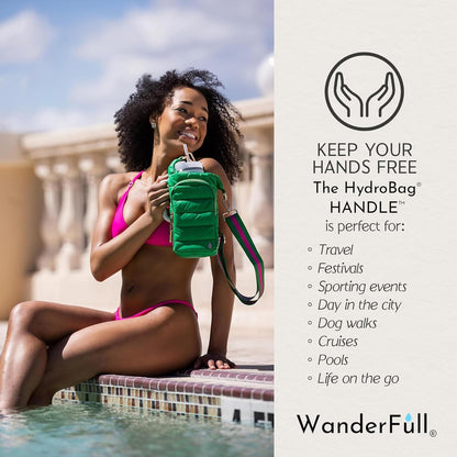 WanderFull Original HydroBag Handle® Zipper Slot for Handle, Hands-Free Crossbody Water Bottle Holder & Tumbler Accessories
