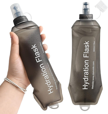 GYGYL Soft Flask, TPU Collapsible Soft Water Bottle for Hydration Pack, Running Vest, Leak-Proof Folding Water Bottle for Hiking Cycling Climbing Jogging-250ml Grey