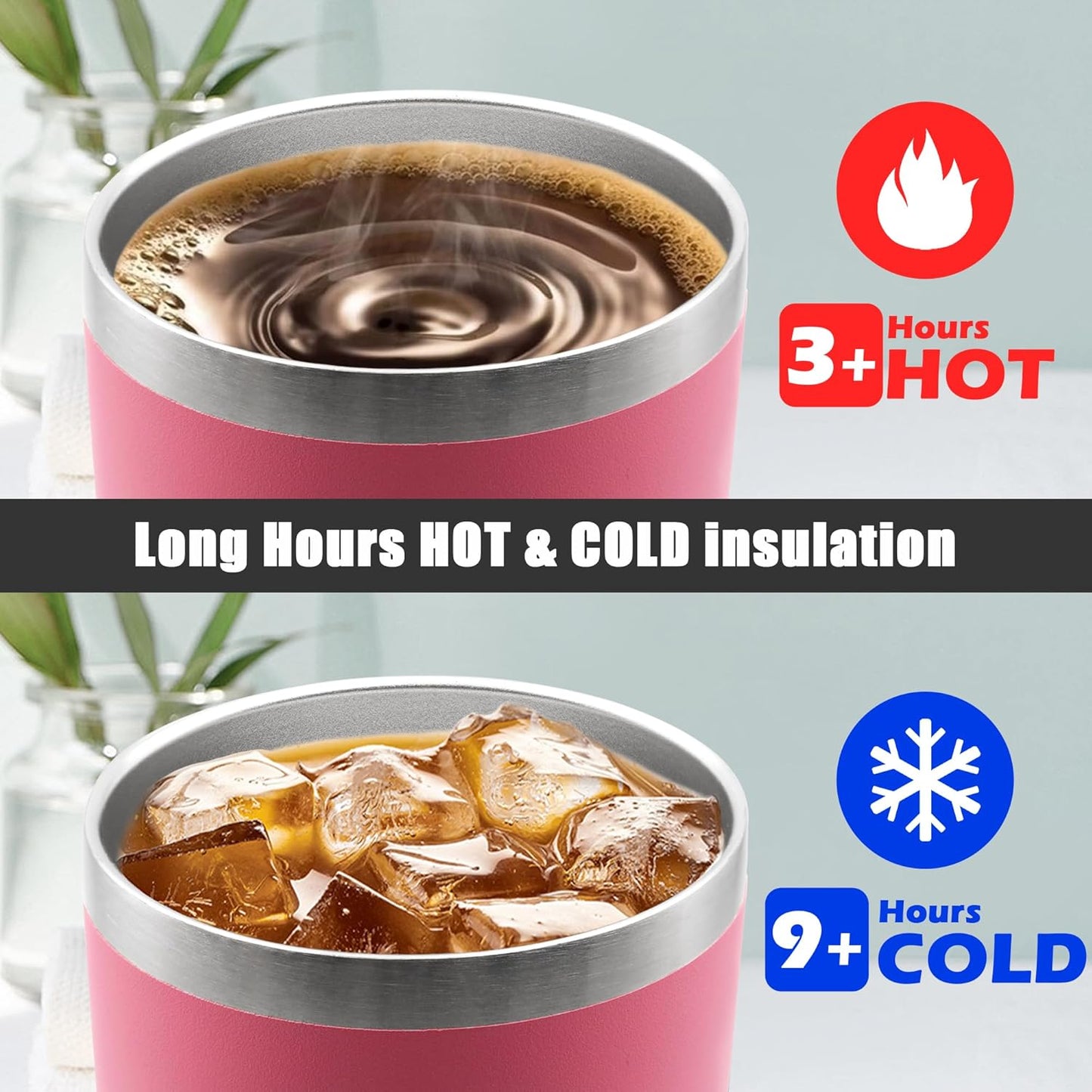 20 oz Tumbler Coffee Travel Tumblers Bulk with Lid Stainless Steel Double Wall Vacuum Insulated Mug Powder Coated Cups fit Car Cupholder for Hot and Cold - Stainless Steel, 4Pack