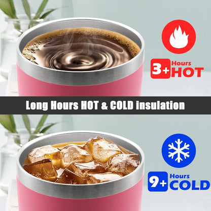 20 oz Tumbler Coffee Travel Tumblers Bulk with Lid Stainless Steel Double Wall Vacuum Insulated Mug Powder Coated Cups fit Car Cupholder for Hot and Cold - Stainless Steel, 4Pack