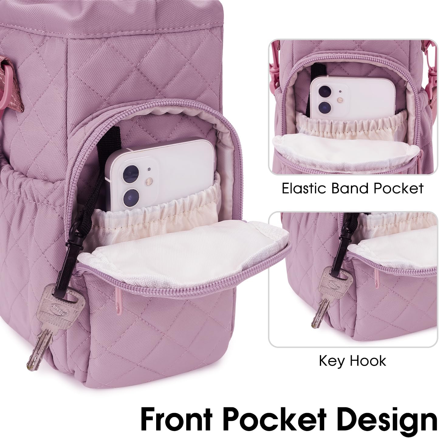 sportsnew Water Bottle Holder 40oz Crossbody Insulated Cup Sleeve Water Bottle Carrier Sling Bag with Phone Pocket, Walking