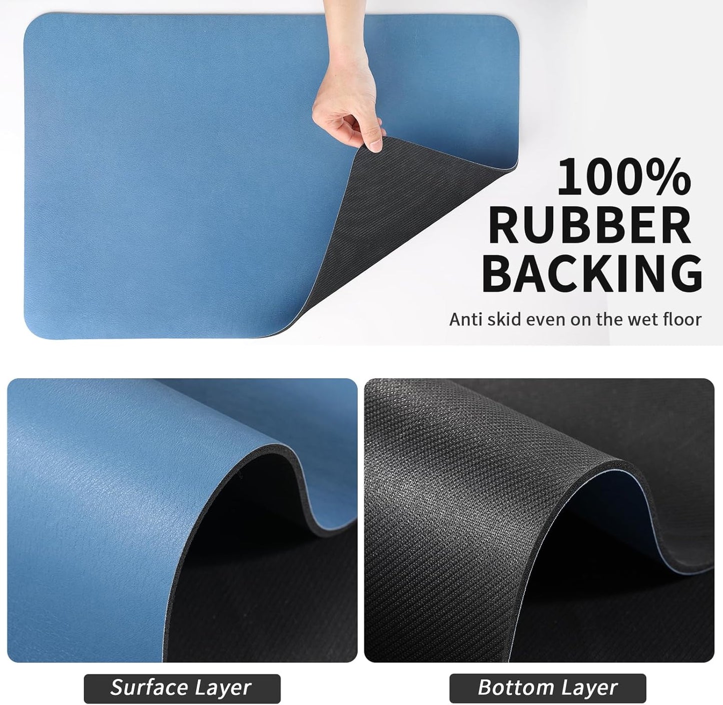 HotLive Dish Drying Mat for Kitchen Counter, Heat Resistant Drainer Mats with Non-slip Rubber Backed, Hide Stain Kitchen Super Absorbent Draining Mat, Easy to Clean Dish Rack Pad, Dark Grey 16"x18"