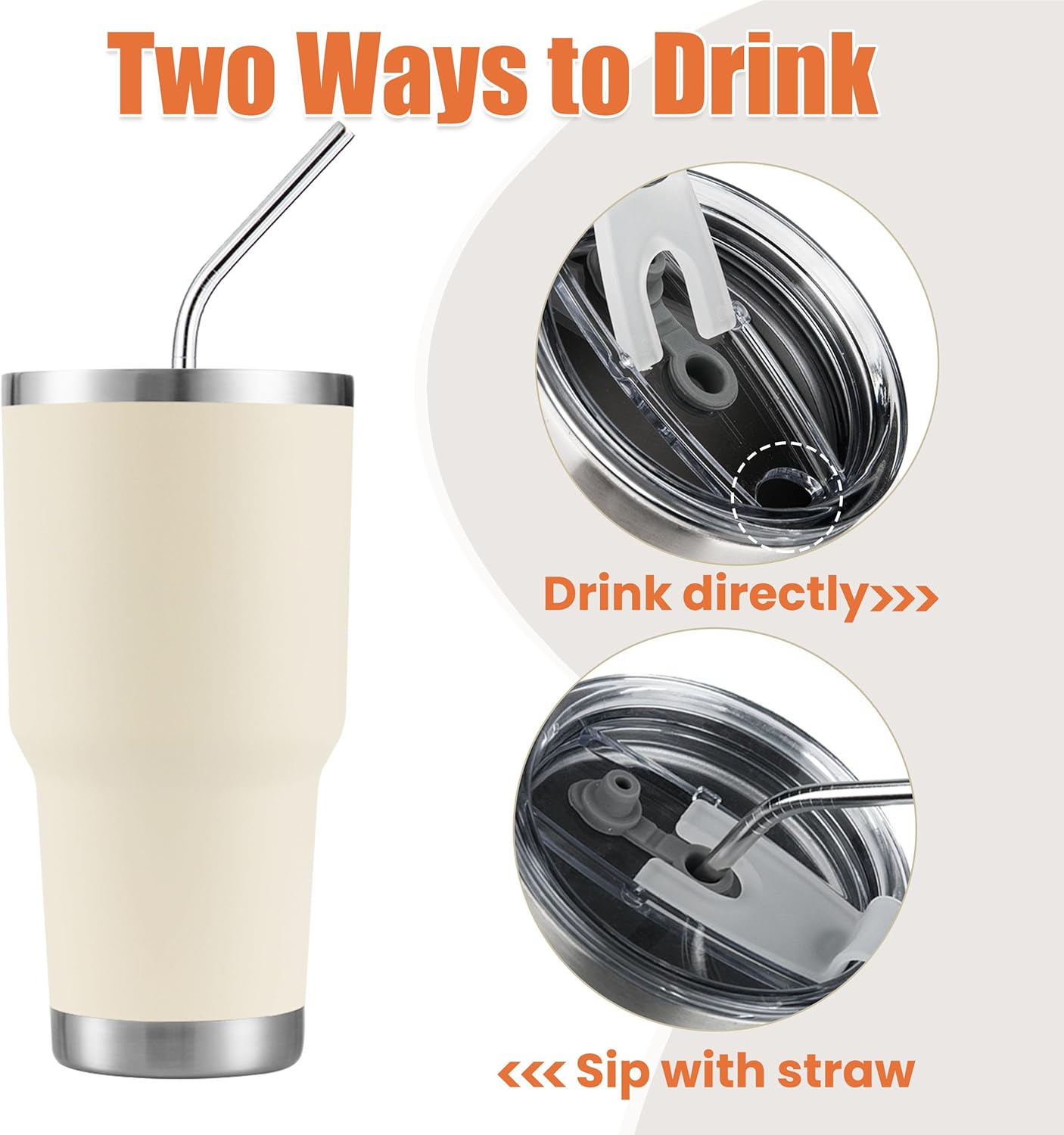 D·S 30oz Blue Tumbler Stainless Steel Double Wall Vacuum Insulated Mug with Straw and Lid, Cleaning Brush for Cold and Hot Beverages