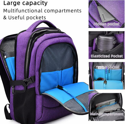 DUSLANG 17 Inch Laptop Backpack for Travel Water Resistant College Backpack for Men/Women Laptop Bag with USB Charging Port,Black - Colors B
