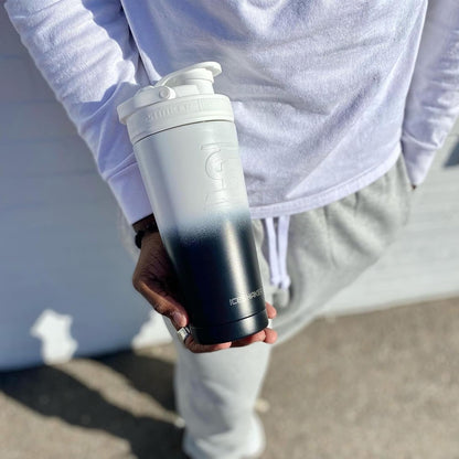 Ice Shaker Insulated Stainless Steel Shaker Bottle | 26oz, Black | Cold for 30+ Hours | Insulated Cup with Twist-on Agitator | Odor-Free Bottle for Protein Shakes, Water, Smoothies, Cocktails