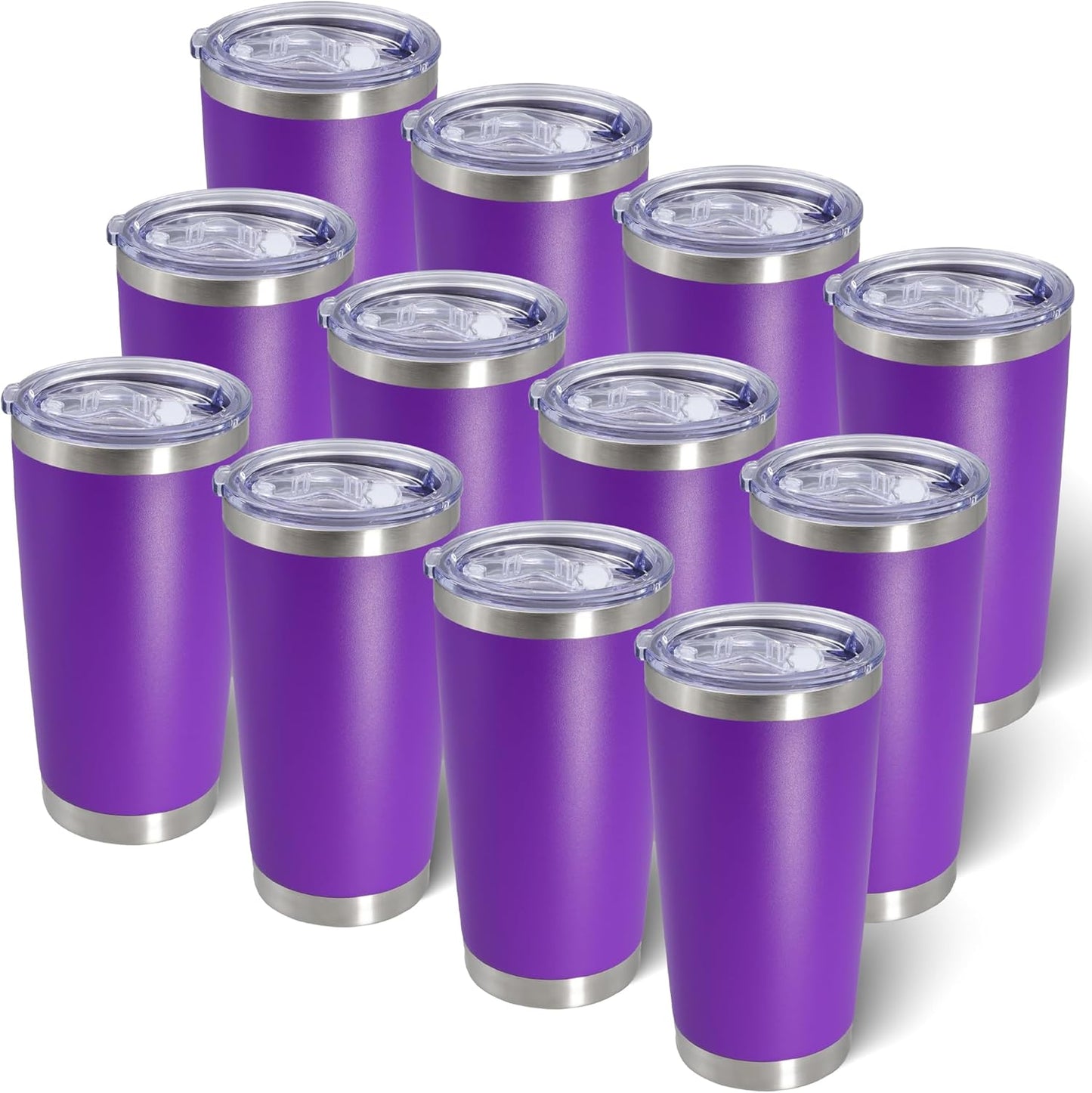 AIANJI 20oz Tumbler Bulk Stainless Steel Tumblers with Lid Vacuum Insulated Double Wall Travel Coffee Mug Powder Coated Tumbler Cup for Hot and Cold Drinks(Stainless Steel, 1 pack)