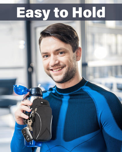 Gym Water with Phone Holder & Wallet, Water Bottle Caddy Versatile Sleeve Bag for Running Sports & Daily Use
