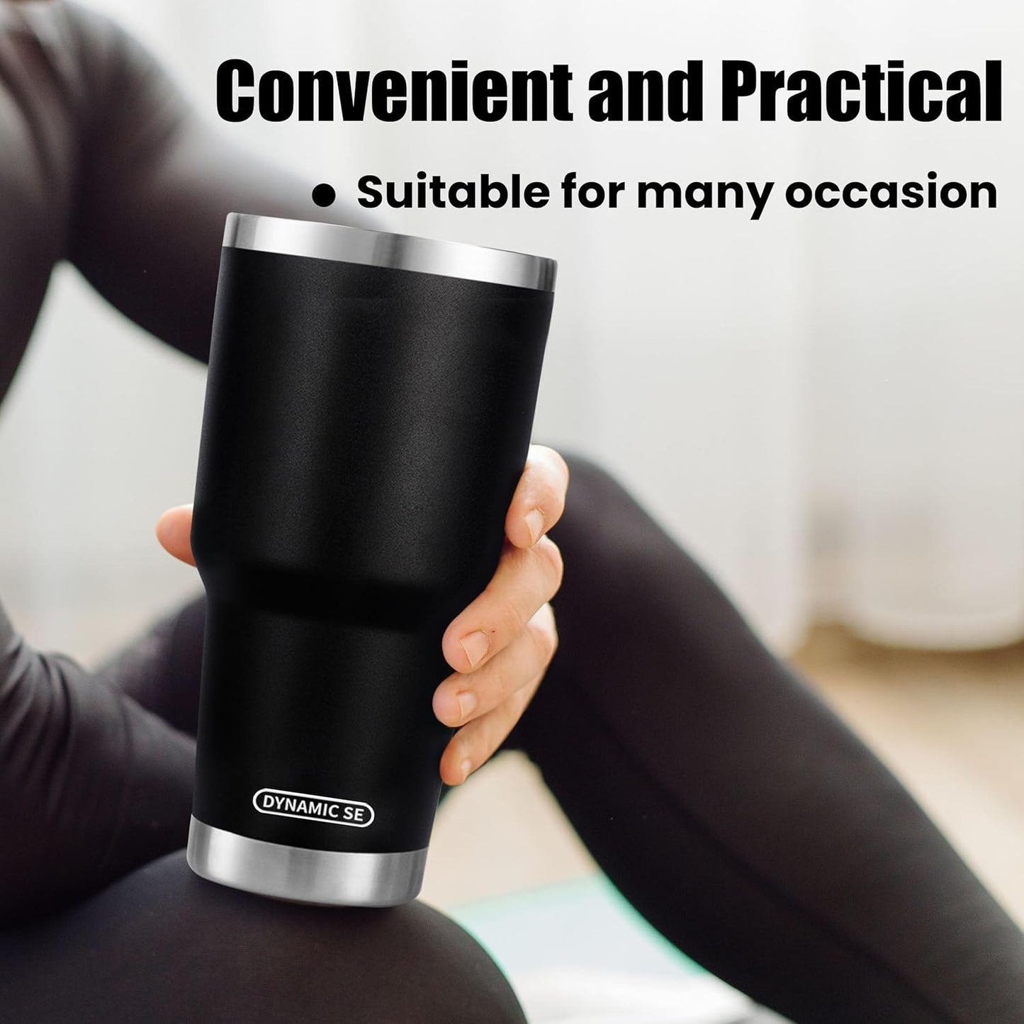 D·S 30oz Blue Tumbler Stainless Steel Double Wall Vacuum Insulated Mug with Straw and Lid, Cleaning Brush for Cold and Hot Beverages