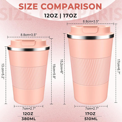 Insulated Coffee Tumbler 12 oz, Stainless Steel Coffee Mug with Lids, Travel Coffee Mug Leak Proof, Double Wall Vacuum Insulated Reusable Coffee Cup, Keep Drinks Hot and Cold (Sky Blue, 12 Ounces)