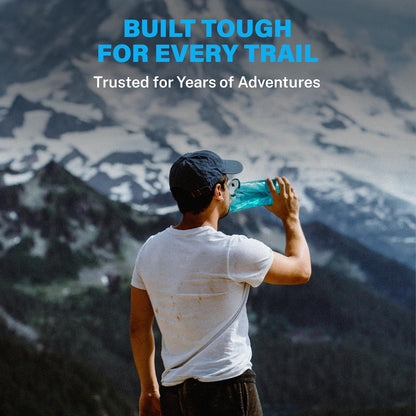 Vapur Collapsible Water Bottle with Carabiner - 34oz (1L), Night Blue - Flexible and Lightweight Water Bottle for Travel, Concert, Hiking, and Outdoor Adventures - BPA-Free, Dishwasher-Safe, Freezable