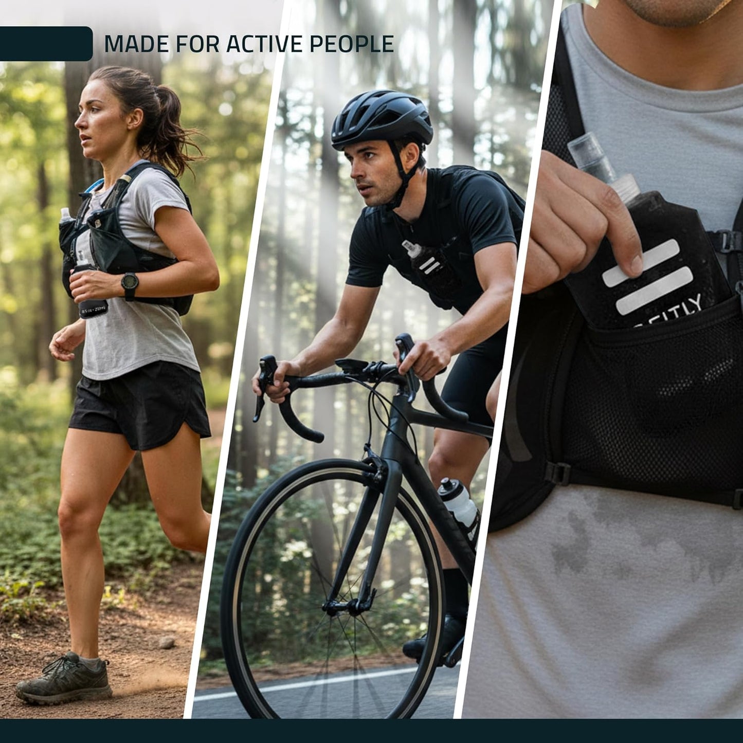 FITLY Soft Flask - Shrink As You Drink Soft Water Bottle for Hydration Pack - Folding Water Bottle Ideal for Running, Hiking, Cycling, Climbing & Rigorous Activity