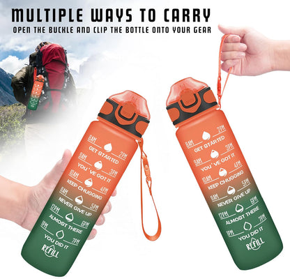 Enerbone 32 oz Drinking Water Bottle with Times to Drink and Straw, Motivational with Carrying Strap, Leakproof BPA & Toxic Free, Ensure You Drink Enough Water for Fitness Gym Outdoor