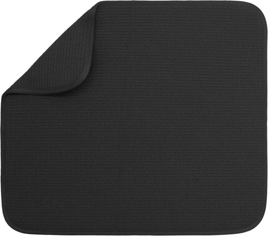 S&T INC. Dish Drying Mat XL, 18” x 24”, Absorbent Microfiber Kitchen Counter Mat, Dish Drying Pad for Dishes, Utensils, Pots and Pans, Extra Large, Charcoal