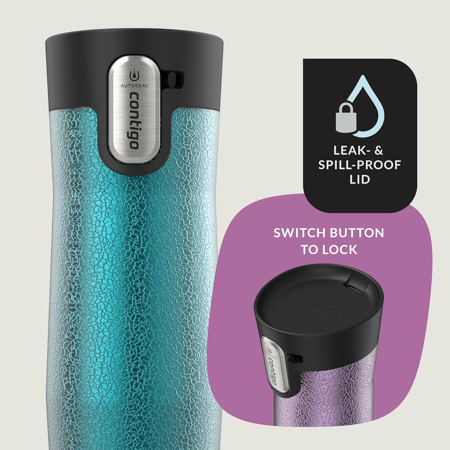 Contigo AUTOSEAL West Loop Vacuum-Insulated Stainless Steel Travel Mug with Easy-Clean Lid 12 oz Blueberry
