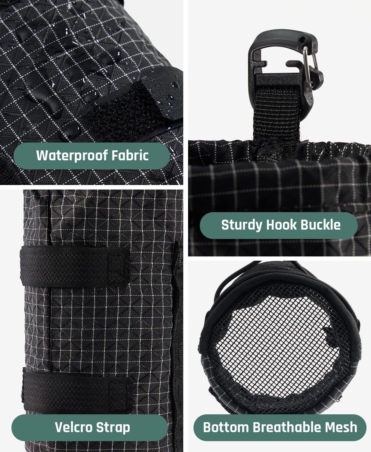 Large Water Bottle Holder Pouch Bag, Backpack Water Bottle Holder Mesh Bag Carrier Fits for 10-32oz Bottles, Heavy-Duty Water Bottles Holder Accessories for Hiking, Sports, Travel, Outdoor