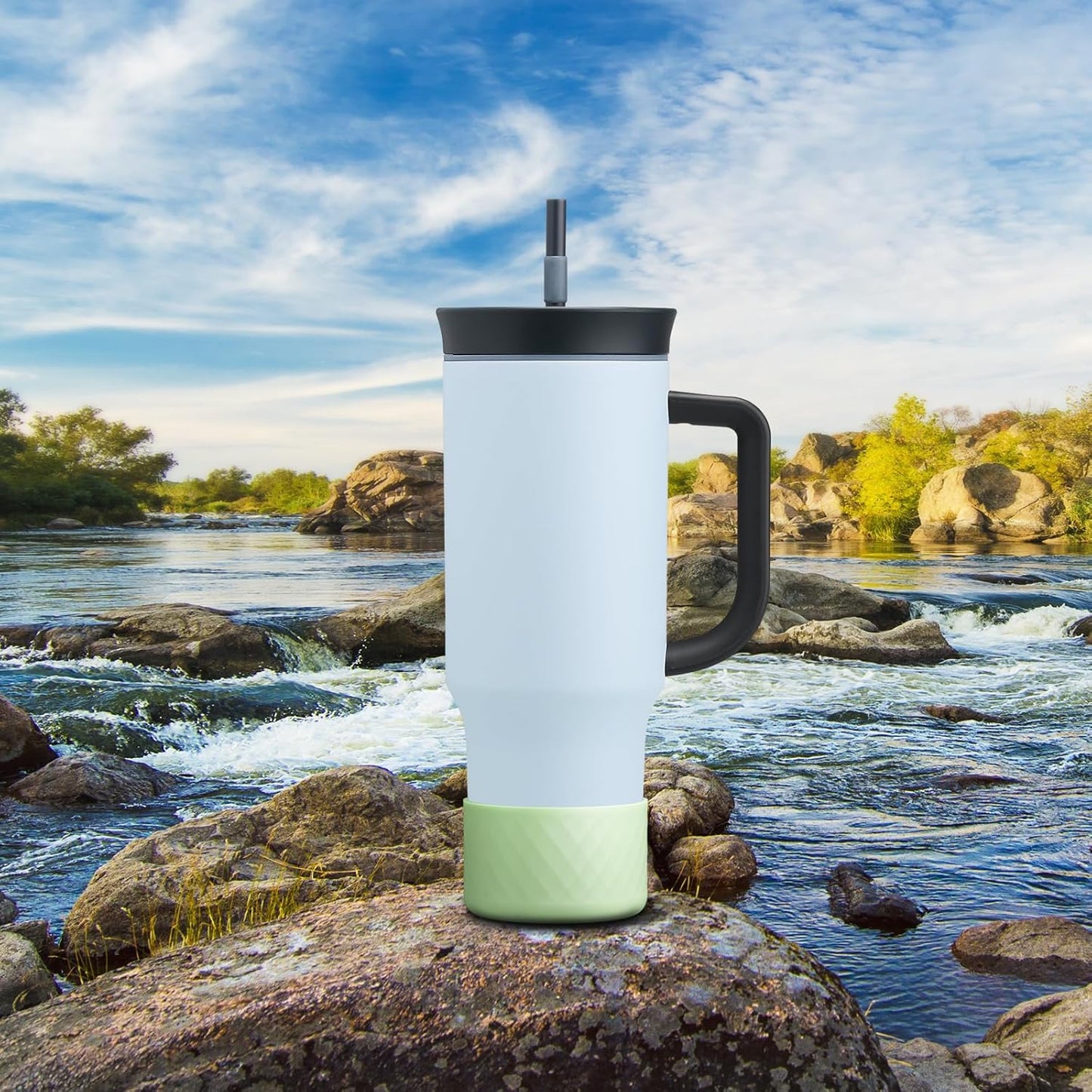 Silicone Boot for Owala 40 oz Tumbler with Handle, Anti-Slip Protective Sleeve for Stainless Steel Triple Layer Insulated Travel Tumbler Accessories