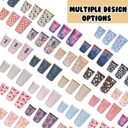 Reusable Insulated Neoprene Iced Coffee Cup Sleeve, Durable Drink Sleeve for Cold Beverages, Beverage Holder for Iced Coffee, Floral Checkers