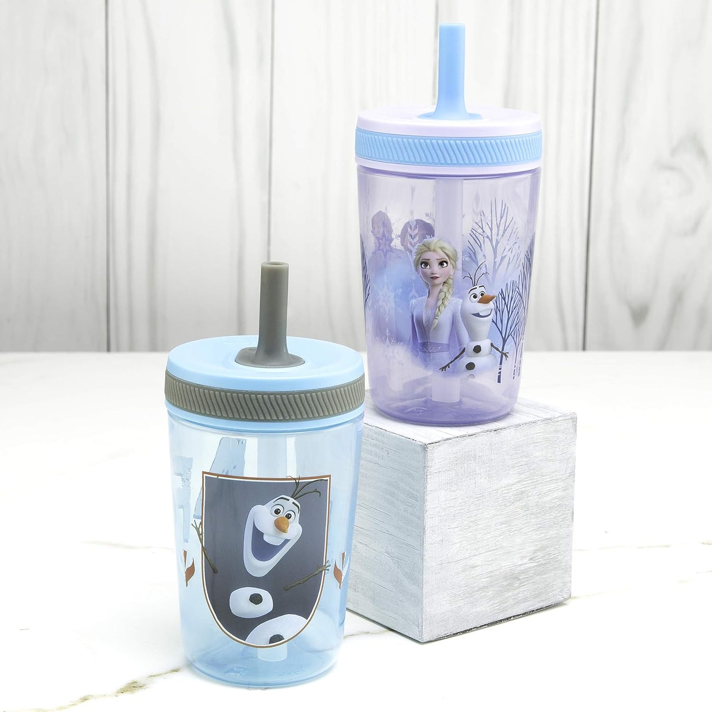 Zak Designs 15oz Bluey Kelso Tumbler Set, Leak-Proof Screw-On Lid with Straw Made of Durable Plastic and Silicone, Perfect Bundle for Kids, 2 Count (Pack of 1) - Colors A
