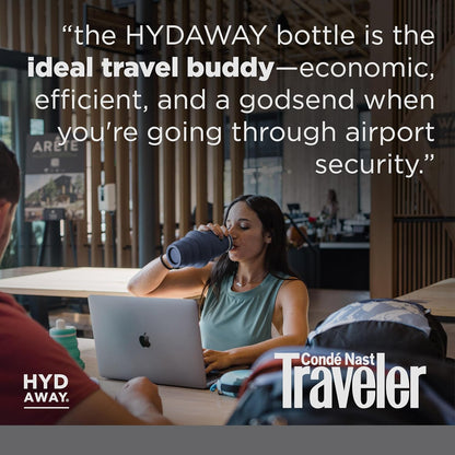 HYDAWAY 25oz Collapsible Travel Water Bottle - BPA-Free, Leakproof, Lightweight, Space-Saving - Perfect for Hiking, Travel, and All-Day Hydration