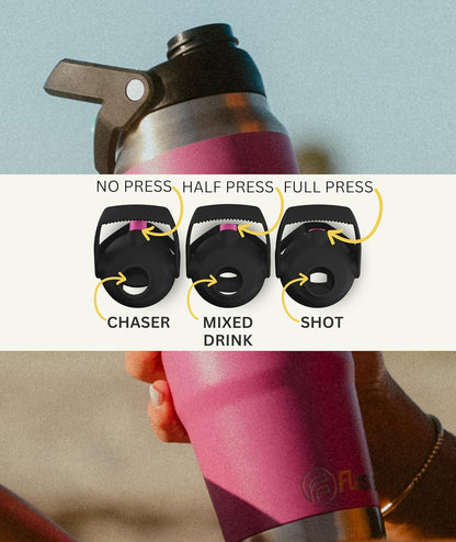 Flaskap FreePour System: 6oz Mixed Drink Tumbler Attachment and 26oz Cup Holder Friendly, Stainless Steel Water Bottle, Removable Hidden Flask Reservoir