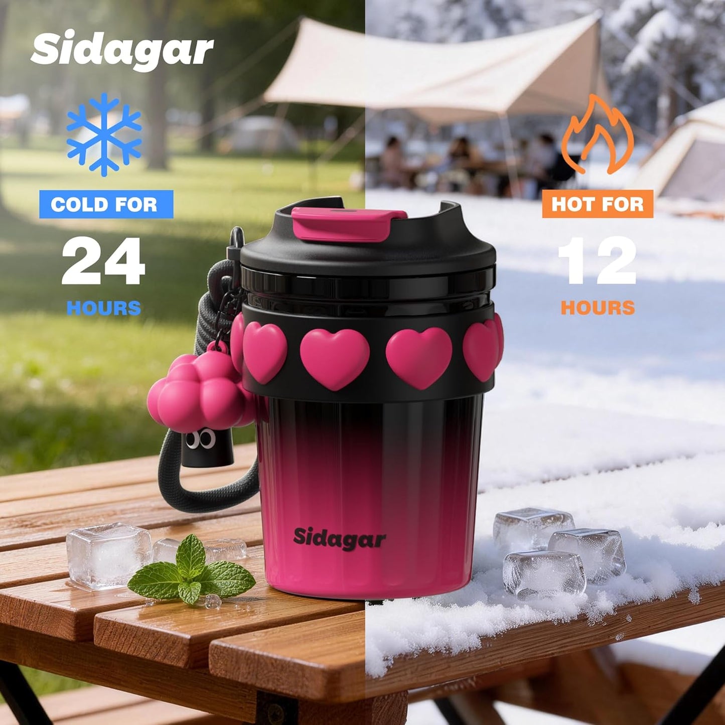 SDGA+ 12 oz Travel Coffee Mug Spill Proof Leak Proof, Stainless Steel Thermal Coffee Cup with Lid, Resuable Cup for Hot and Cold, Portable Tumbler for Women, Light Pink