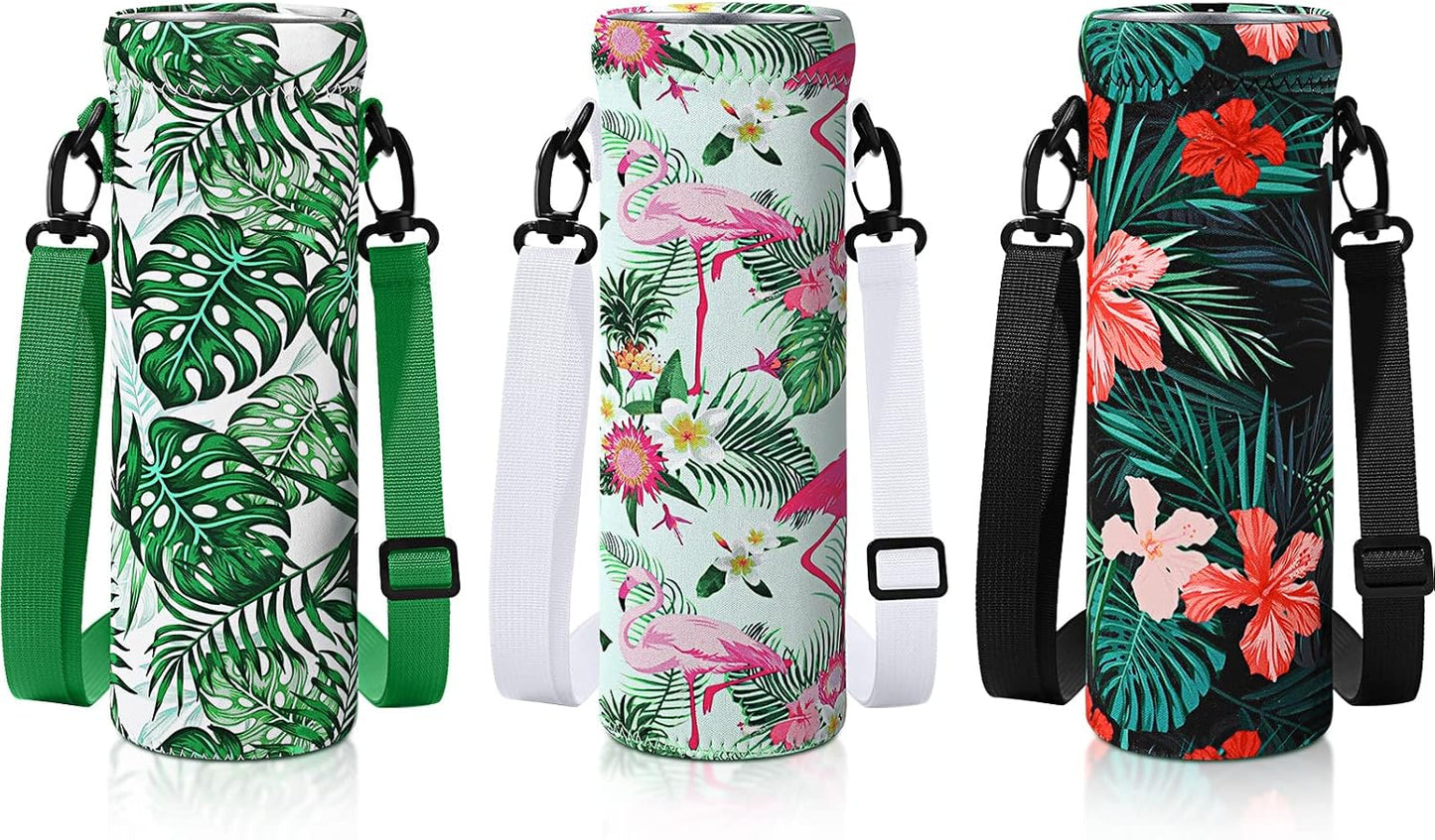 CHENGU 3 Pack 25 oz Neoprene Water Bottle Carrier Bag with Adjustable Shoulder Strap Water Bottle Holders for Adults Sports Gym Hiking Camping Walking(Mandala Style)