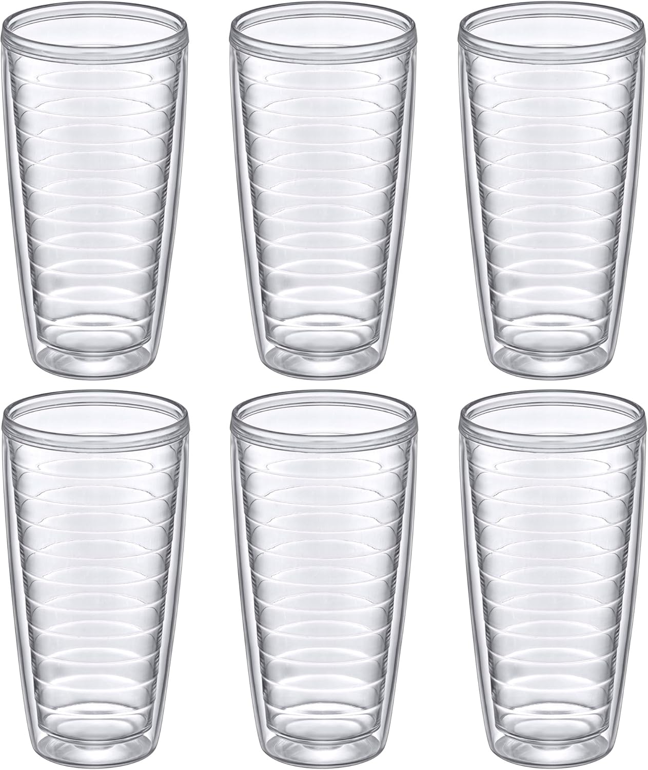 Amazing Abby - Alaska - 24-Ounce Insulated Plastic Tumblers (Set of 6), Double-Wall Plastic Drinking Glasses, All-Clear Reusable Cups, BPA-Free, Shatter-Proof, Dishwasher-Safe