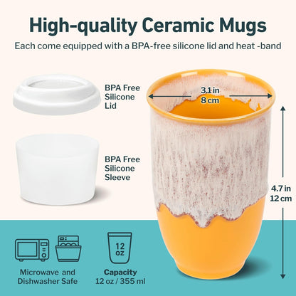 NOVA CERAMICS Coffee Tumbler – Travel Mug - On the Go Coffee Mug – Microwave & Dishwasher Safe Green Coffee Tumbler - Gifts For Women Men Him Her – 16oz – Monsoon
