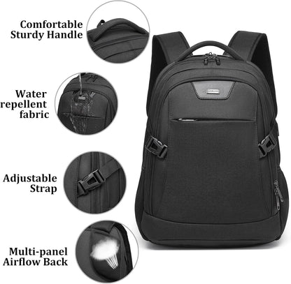 DUSLANG 17 Inch Laptop Backpack for Travel Water Resistant College Backpack for Men/Women Laptop Bag with USB Charging Port,Black - Colors B