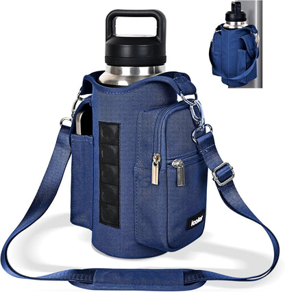 icolor Magnetic Gym Bag Water Bottle Carrier Holder with Phone Pockets & Shoulder Strap,Gym Magnetic Bag 5 Built-in Magnets Gym Accessories Organizer Sling Bottle Bag Pouch Sleeve