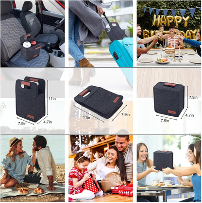 Foyego 4 Cup Drink Carrier with Handle, Reusable Insulated Drink Caddy Drink Holder for Car, Folding Portable Coffee Cup Holder Bag for Travel and Delivery
