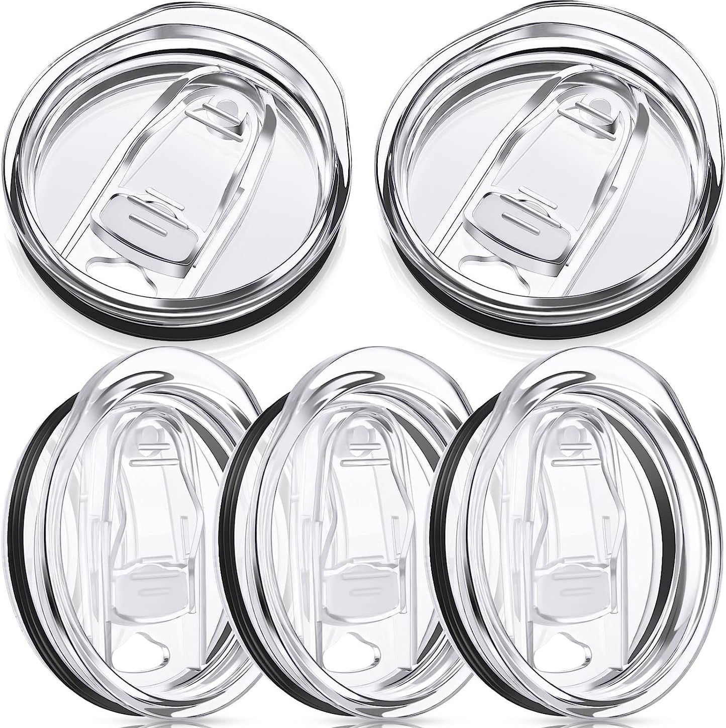 20 oz Skinny Replacement Lids Tumbler Replacement Lids Plastic Splash Resistant Covers Spill Proof Skinny Cup Covers for Mouth Cooler Cup (Clear, 5 Pack)