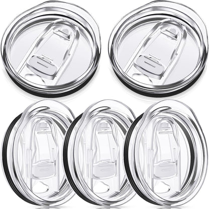 20 oz Skinny Replacement Lids Tumbler Replacement Lids Plastic Splash Resistant Covers Spill Proof Skinny Cup Covers for Mouth Cooler Cup (Clear, 5 Pack)
