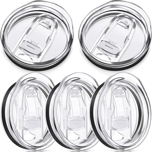 20 oz Skinny Replacement Lids Tumbler Replacement Lids Plastic Splash Resistant Covers Spill Proof Skinny Cup Covers for Mouth Cooler Cup (Clear, 5 Pack)