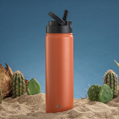 JoyJolt Triple Insulated Water Bottle with Straw Lid AND Flip Lid! 22oz Water Bottle, 12 Hour Hot/Cold Vacuum Insulated Stainless Steel Water Bottle. BPA-Free Leakproof Water Bottles - Thermos Bottle
