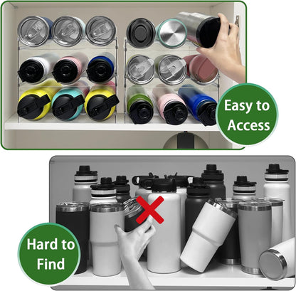 Spaclear 2 Pack Water Bottle Organizer, Stackable Kitchen Pantry Storage Shelf, Plastic Water Bottle Holder for Cabinet and Fridge Organization