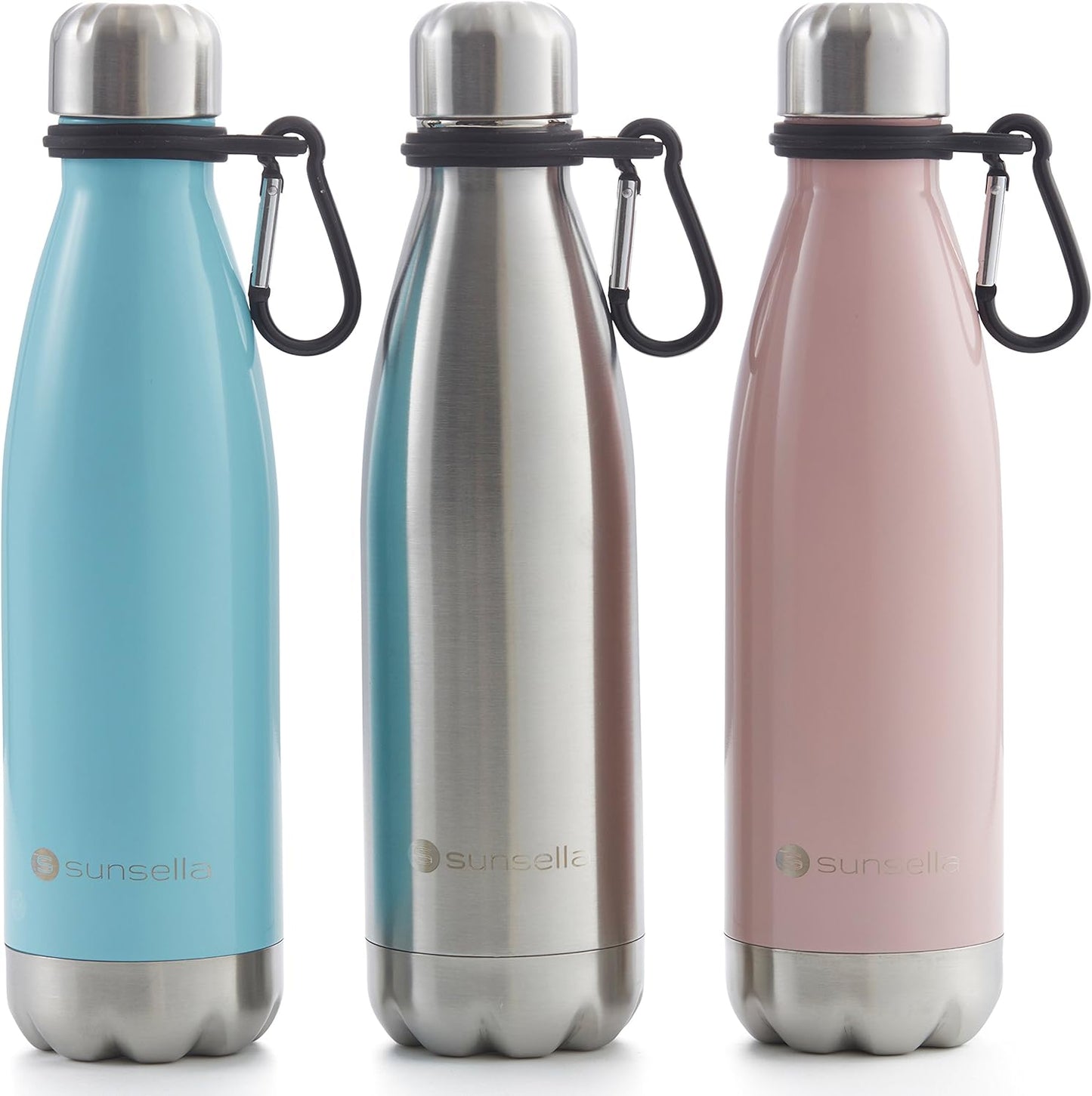 Sunsella Silicone Water Bottle Carrier with Carabiner (2 Pack)