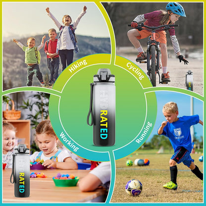QLUR Water Bottle with Straw, 32oz Motivational Water Bottles with Time Marker to Drink, Tritan BPA Free, 1L Sports Water Bottle with Carry Strap LeakProof for Women Gym Fitness Outdoor (1 Pack)