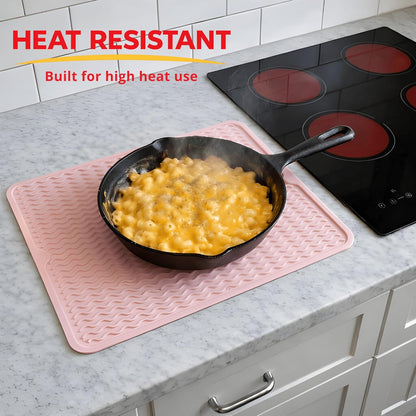 Silicone Drying Mat 16 × 12 – Gray Non-Slip Sink Mat for Kitchen Counter, Heat-Resistant Food-Grade Dish Pad, Easy-Clean Multipurpose Drawer Liner (Gray, 16'' x 12'')