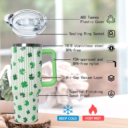 Ceovfoi 40 oz Pickleball Coffee Mug Vacuum Insulated Travel Tumbler with Handle, Lid & Straw - Perfect Pickleball Gifts for Players, Coaches, Lovers | Pickleball Accessories
