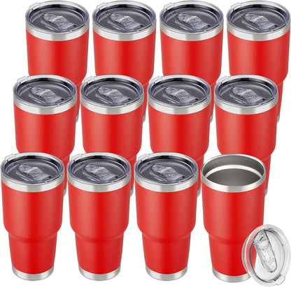30 oz Tumbler with Lid Stainless Steel Tumblers Vacuum Insulated Cup Reusable Powder Coated Travel Mug Double Wall Leak Proof Portable Cups Keep Cold Drinks for 12 Hours, Stainless, 1 Pack