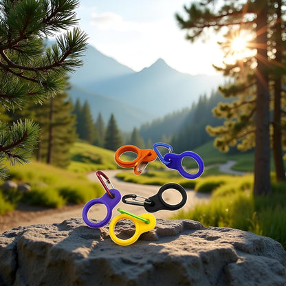6 Pcs Silicone Water Bottle Buckle with Carabiner Clip - Portable Secure Bottle Holder - Hiking, Camping Accessory, Accessory and Keychain Carabiners, Car Keychain