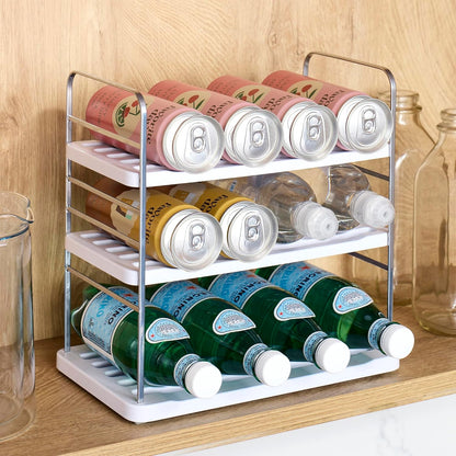 YouCopia UpSpace Water Bottle and Travel Mug Cabinet Organizer, Adjustable Storage Rack for Kitchen Organization, 3-Shelf
